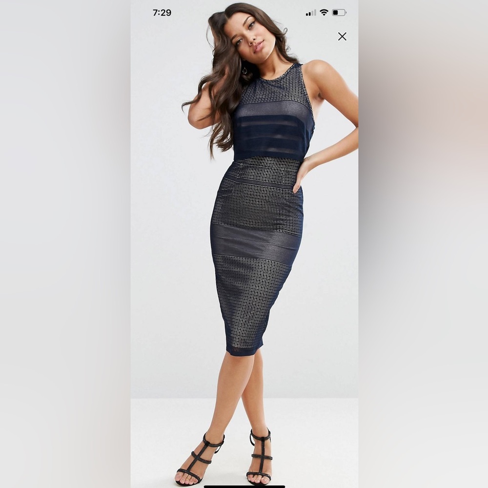 ASOS stripe lace crop top midi dress